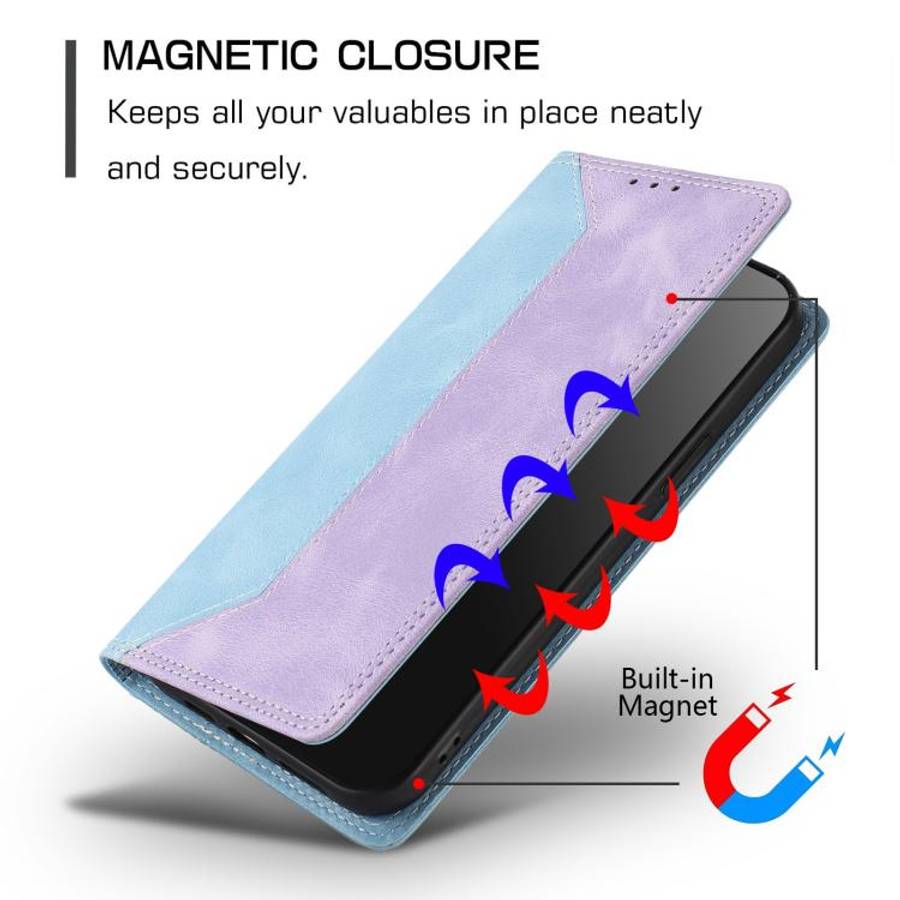 For Oukitel C61 / C61 Pro Skin Feel Two-tone RFID Blocking Vegan Leather Phone Case(Purple)