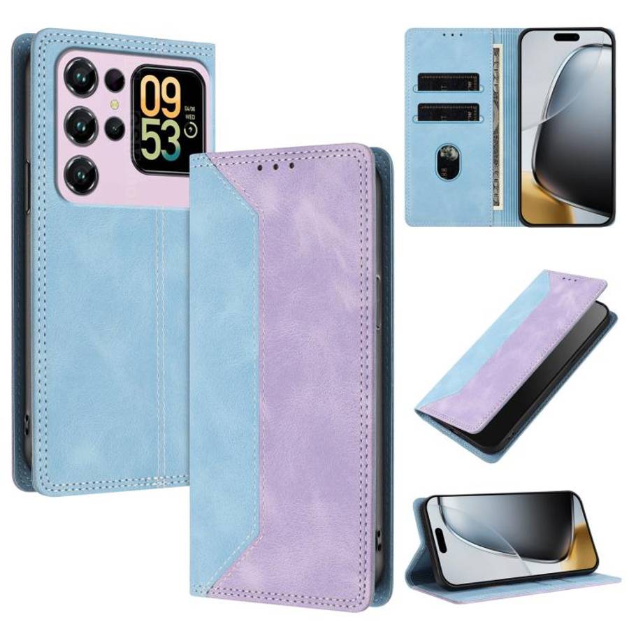 For Oukitel C62 / C62 Pro Skin Feel Two-tone RFID Blocking Vegan Leather Phone Case(Purple)