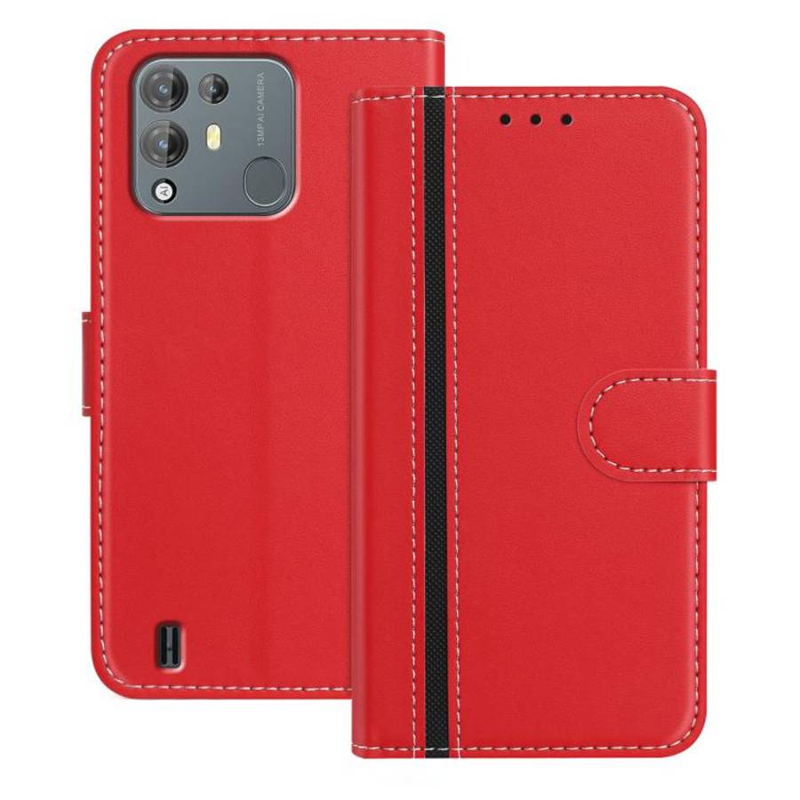 For Blackview A55 Pro Color Block Card Slots Vegan Leather Phone Case(Red)