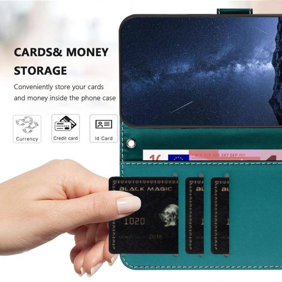 For Blackview A55 Pro Color Block Card Slots Vegan Leather Phone Case(Green)