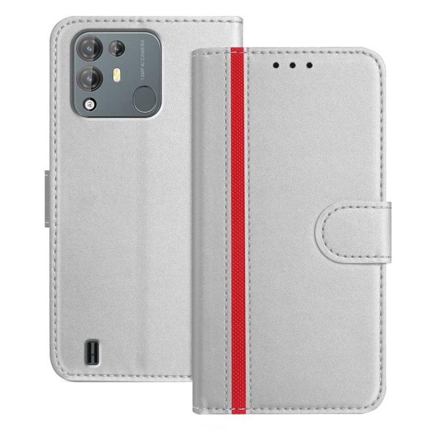 For Blackview A55 Pro Color Block Card Slots Vegan Leather Phone Case(Silver)