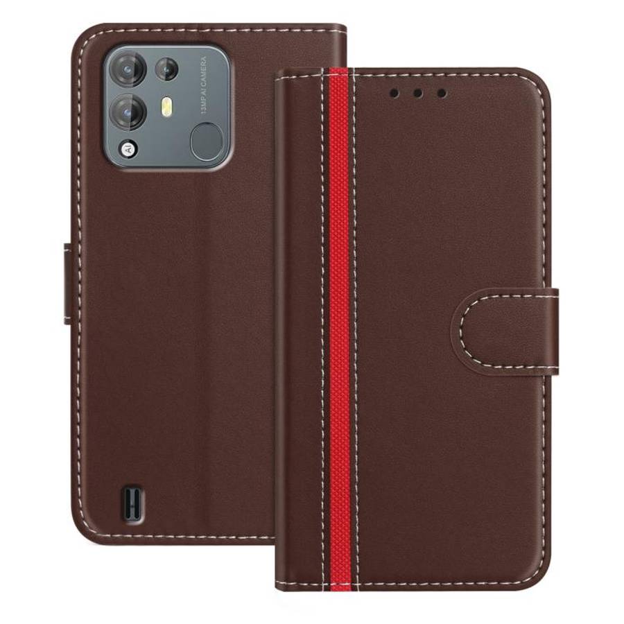 For Blackview A55 Pro Color Block Card Slots Vegan Leather Phone Case(Brown)