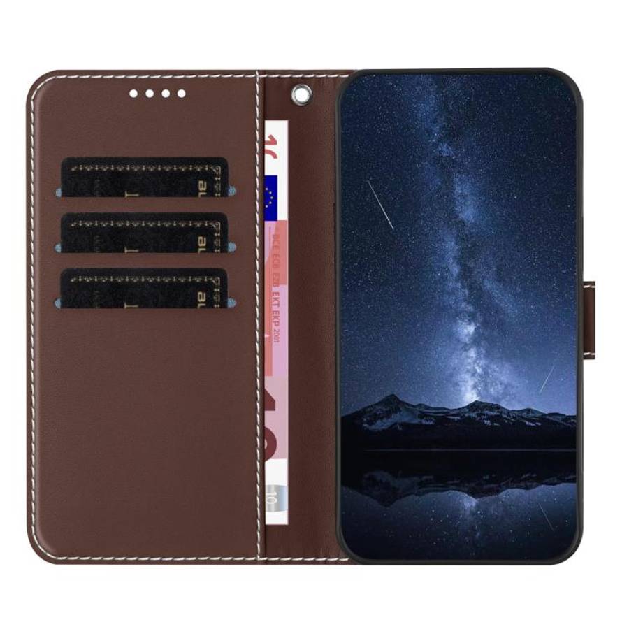 For Blackview A55 Pro Color Block Card Slots Vegan Leather Phone Case(Brown)