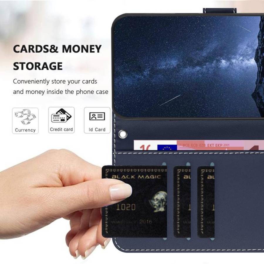 For Blackview A55 Pro Color Block Card Slots Vegan Leather Phone Case(Blue)