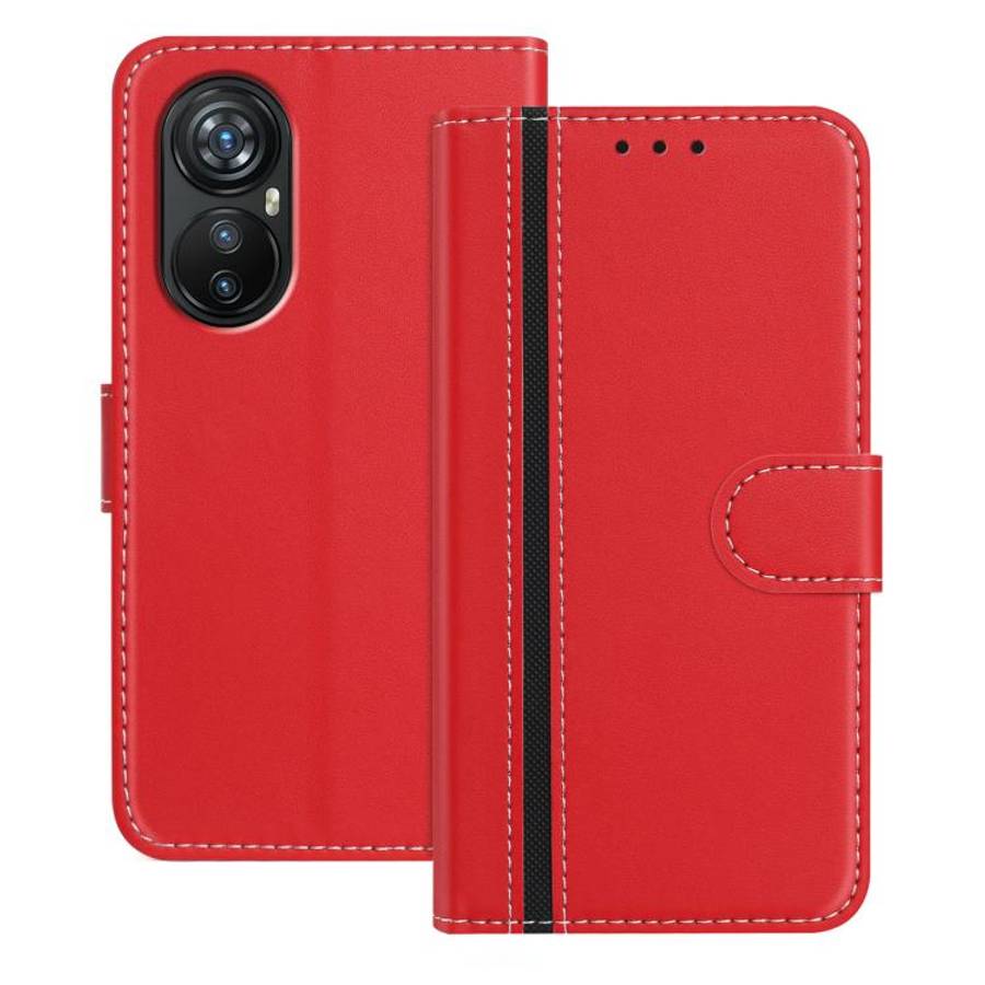 For Blackview A200 Pro Color Block Card Slots Vegan Leather Phone Case(Red)