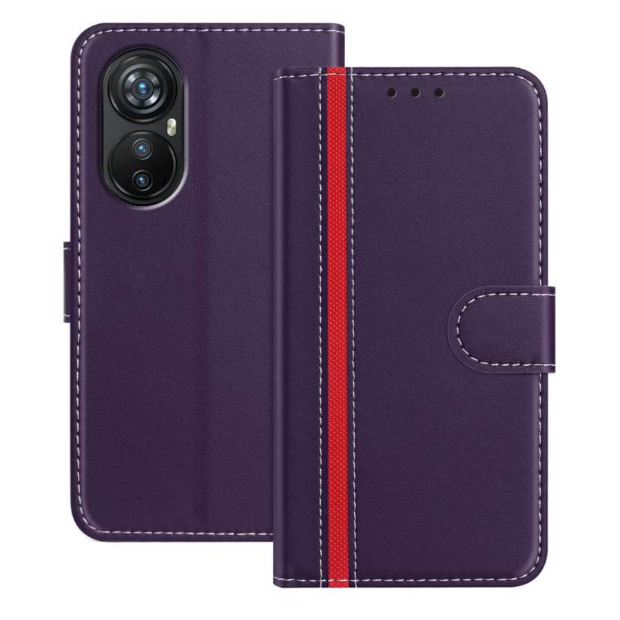 For Blackview A200 Pro Color Block Card Slots Vegan Leather Phone Case(Purple)