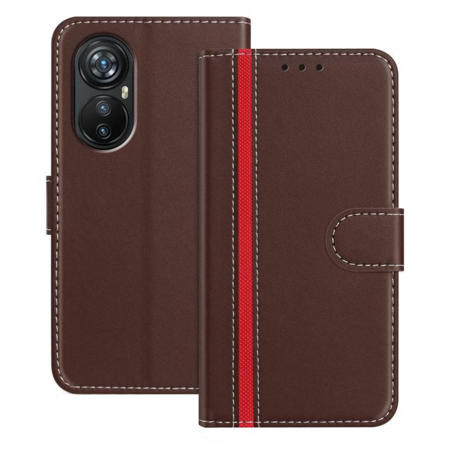For Blackview A200 Pro Color Block Card Slots Vegan Leather Phone Case(Brown)