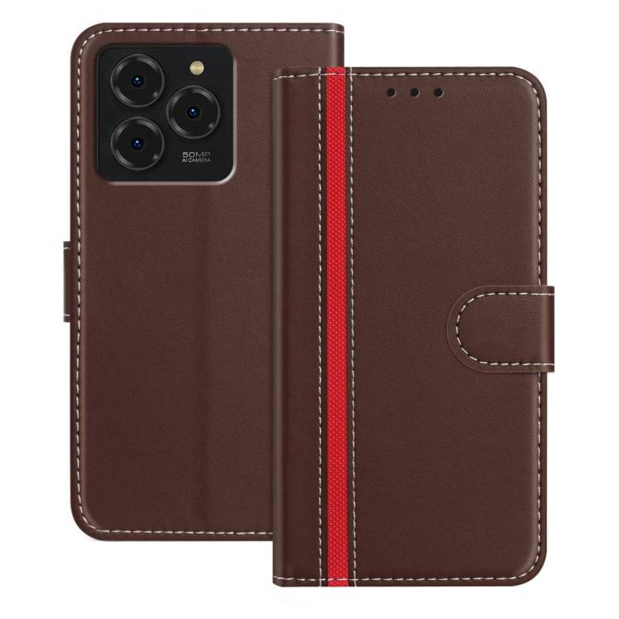For Ulefone Note 20 Pro Color Block Card Slots Vegan Leather Phone Case(Brown)