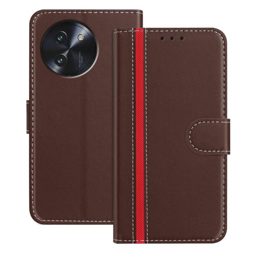 For Doogee Note 59 / 59 Pro Color Block Card Slots Vegan Leather Phone Case(Brown)
