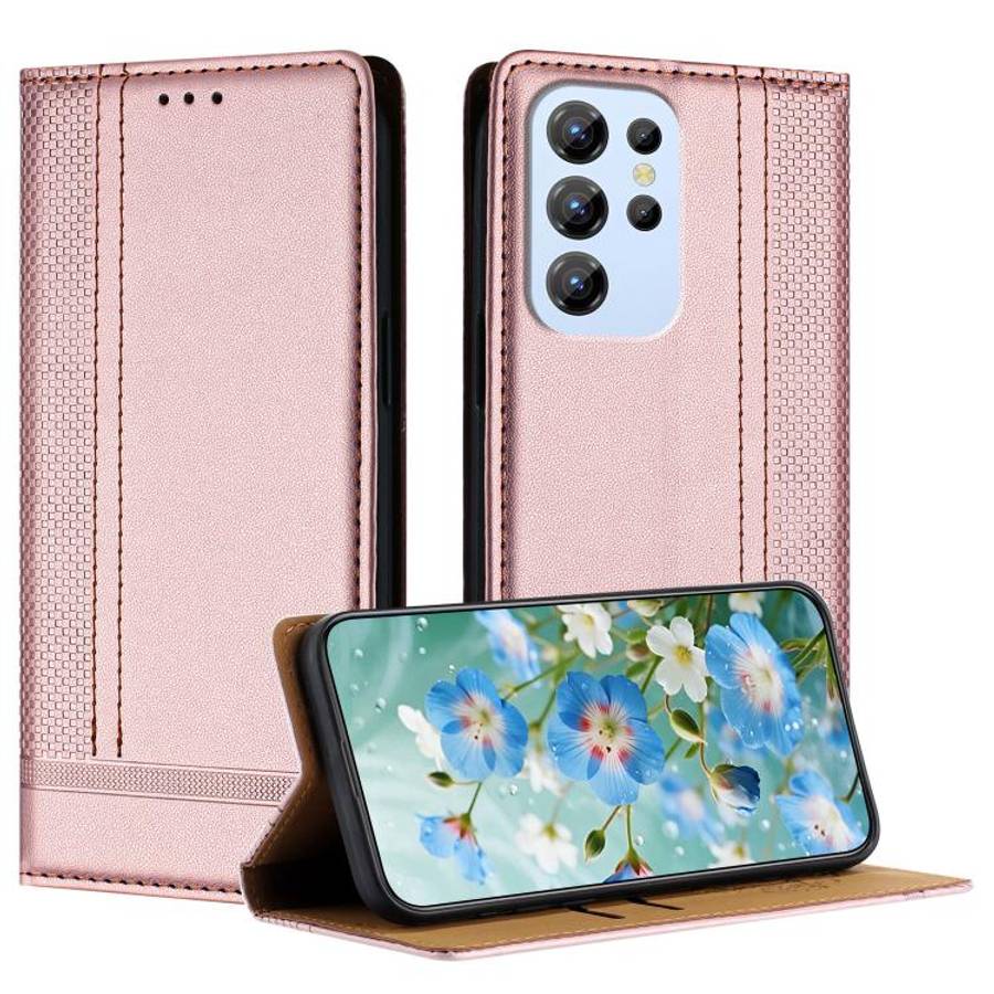 For Oukitel C1 Stitching Design Scratch-Resistant Vegan Leather Phone Case(Rose Gold)