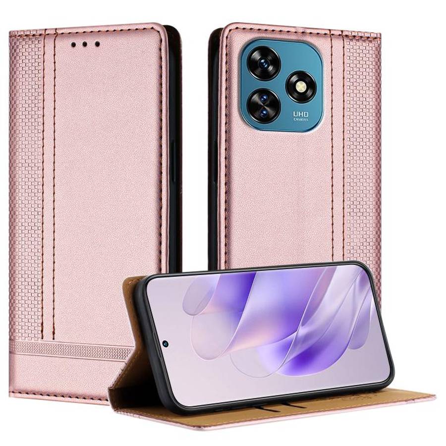 For Oukitel C51 Stitching Design Scratch-Resistant Vegan Leather Phone Case(Rose Gold)
