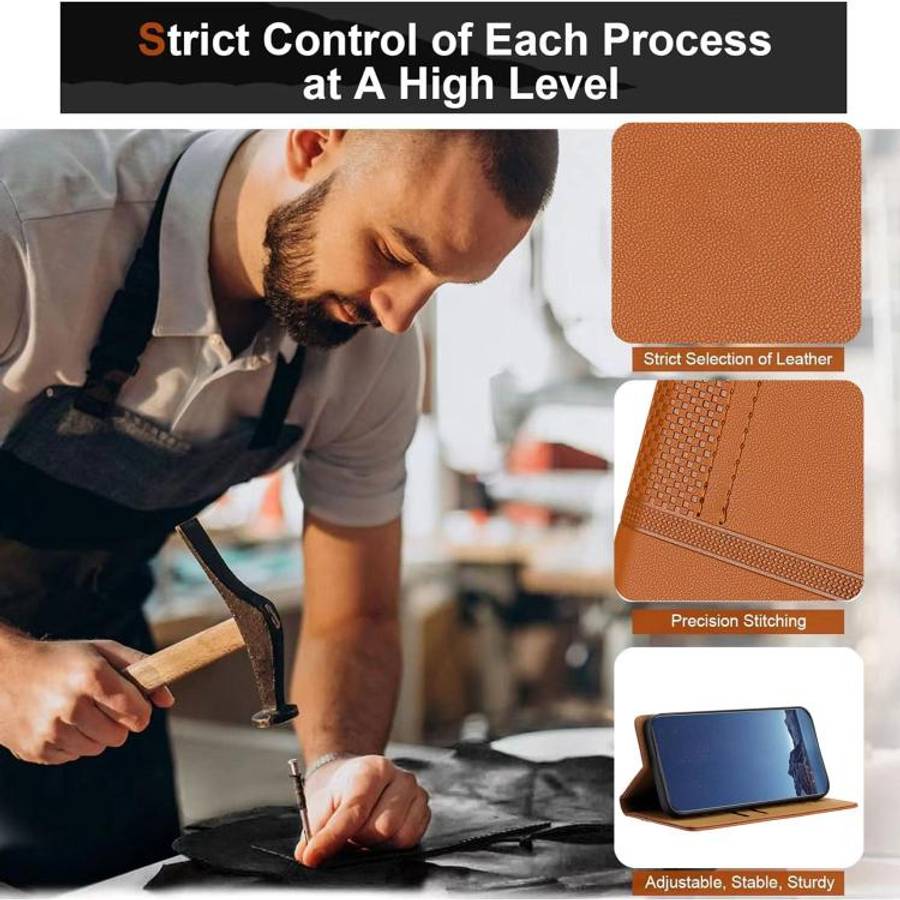 For Oukitel C60 Stitching Design Scratch-Resistant Vegan Leather Phone Case(Brown)