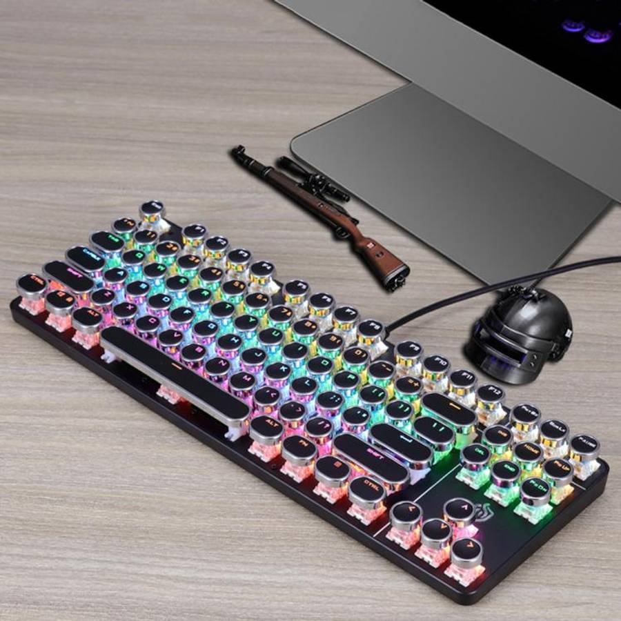 SHIPADOO HJK919-7 Round Keycap RGB Wired Mechanical Keyboard(Black)