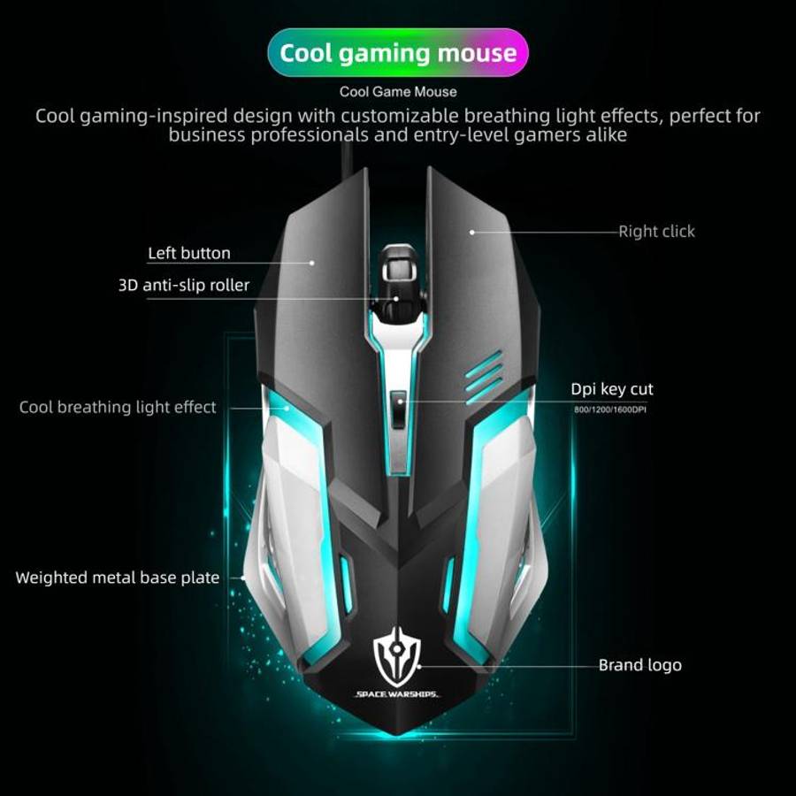 SHIPADOO S150 4D 1600 DPI Ergonomic Optical USB Wired Mouse(Black)