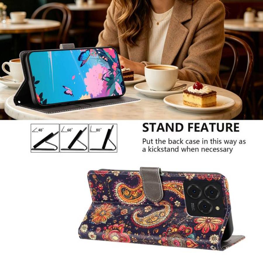 For Ulefone Note 20 Pro CH002 Colored Drawing Buckle Clasp Vegan Leather Phone Case(Paisley Pattern)