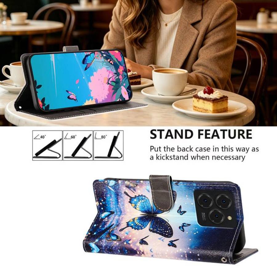 For Ulefone Note 20 Pro CH002 Colored Drawing Buckle Clasp Vegan Leather Phone Case(Fluorescent B...