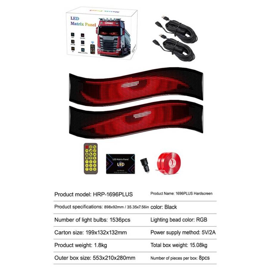 2pcs 16 x 96 Plus Pixels  Ultra-Thin Waterproof Programmable LED Flexible Matrix Display Screen, ...