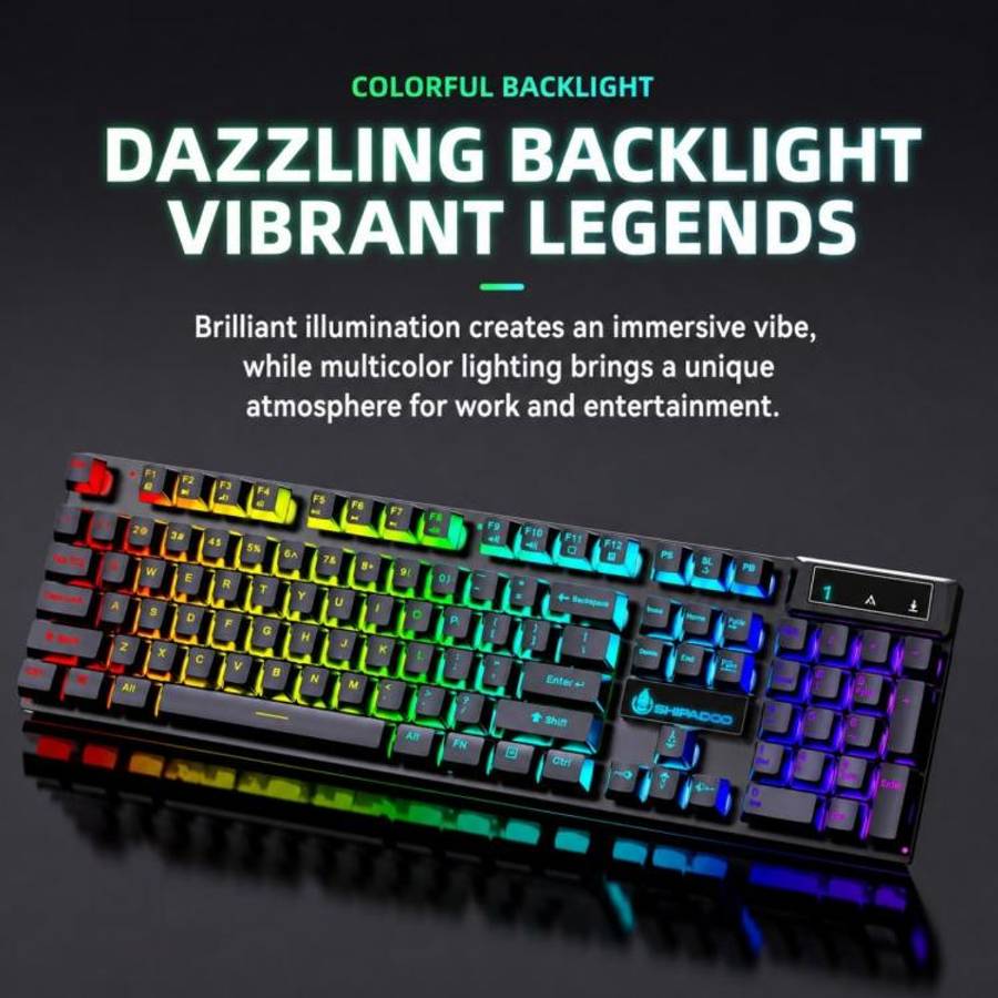 SHIPADOO D500 Colorful Illuminated Wired Keyboard Mouse Set(Word Transparency)
