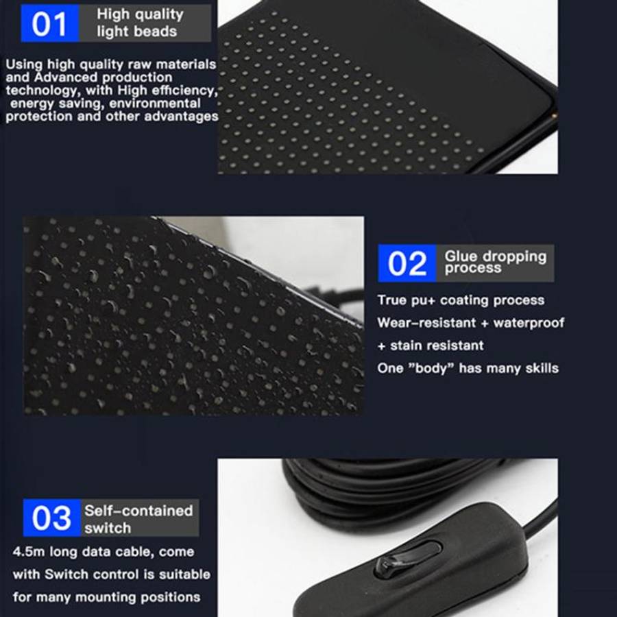 Double Row Ultra-Thin Waterproof LED Flexible Advertising Matrix Display Screen, Type:USB 32x160 ...