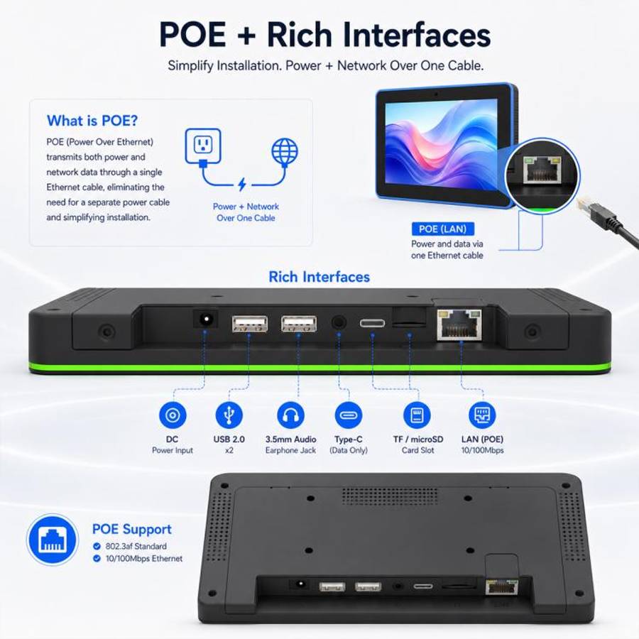 WA8058T 8 inch HD Touch Screen Digital Signage with Light, 2GB+16GB, Android 11 RK3568 Quad Core,...