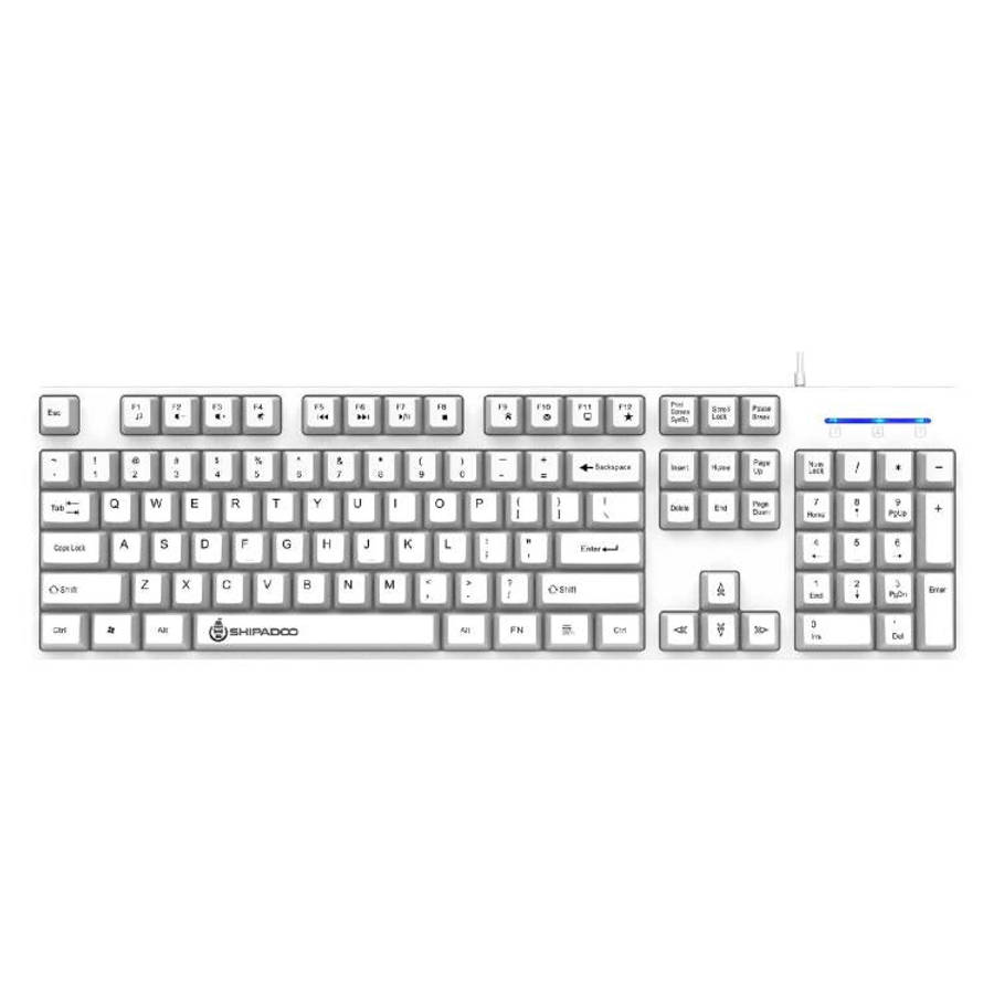 SHIPADOO K600 Wide System Compatibility Ergonomic Wired Keyboard(White)