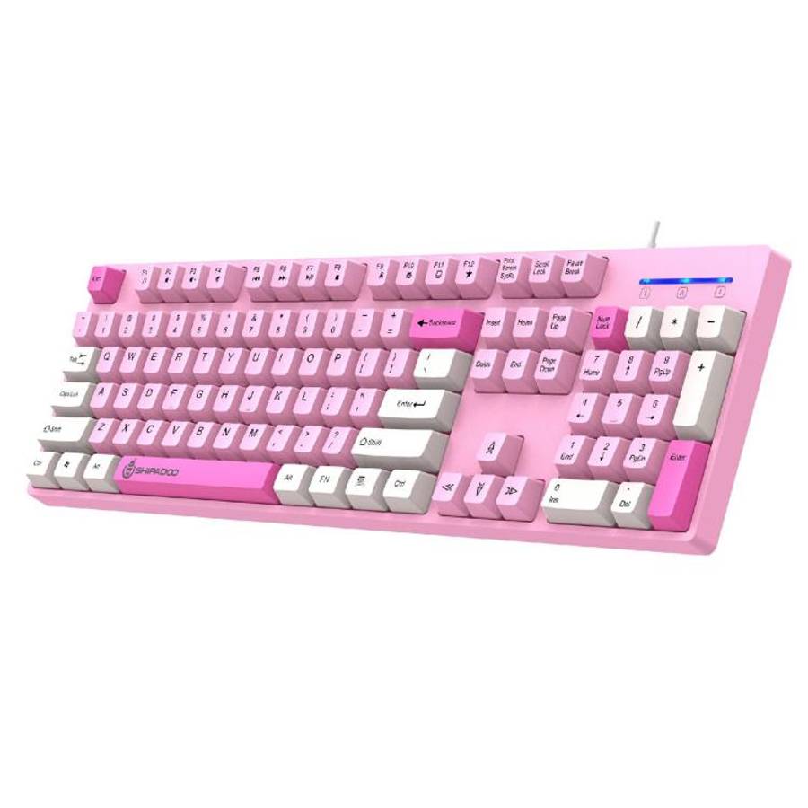 SHIPADOO K600 Wide System Compatibility Ergonomic Wired Keyboard(Pink)