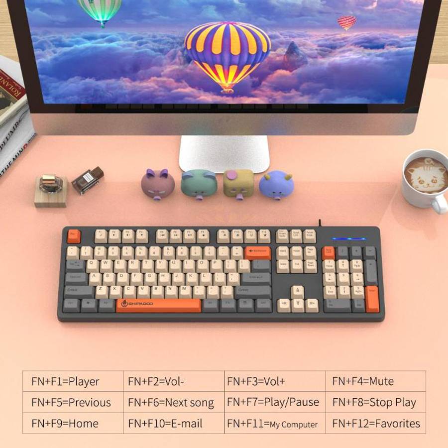 SHIPADOO K600 Wide System Compatibility Ergonomic Wired Keyboard(Black)
