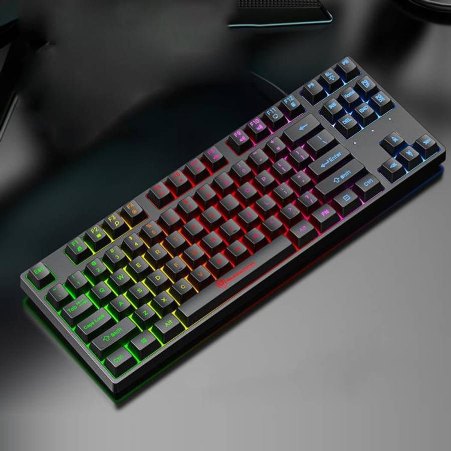 SHIPADOO K87 Mechanical Curved 87 Keys USB Wired Keyboard(Black)