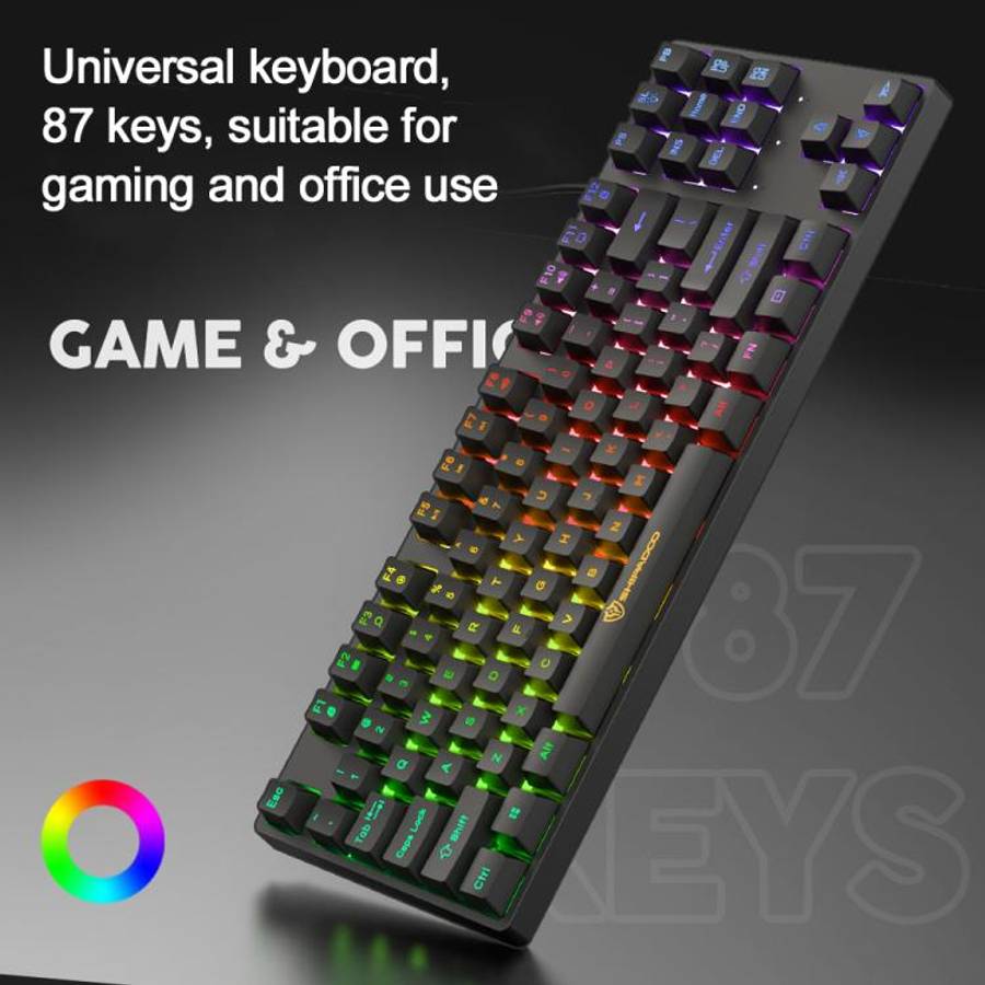 SHIPADOO K87 Mechanical Curved 87 Keys USB Wired Keyboard(Black)