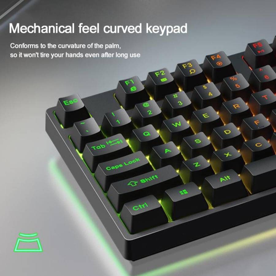 SHIPADOO K87 Mechanical Curved 87 Keys USB Wired Keyboard(Black)