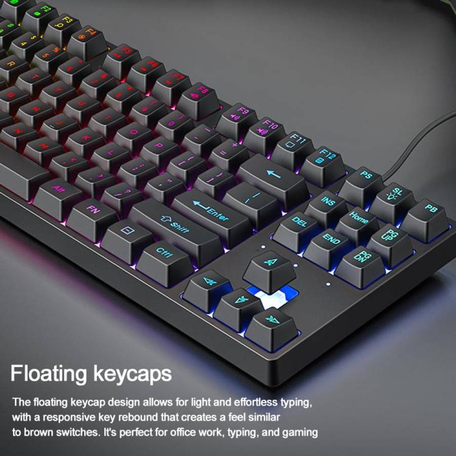 SHIPADOO K87 Mechanical Curved 87 Keys USB Wired Keyboard(Black)