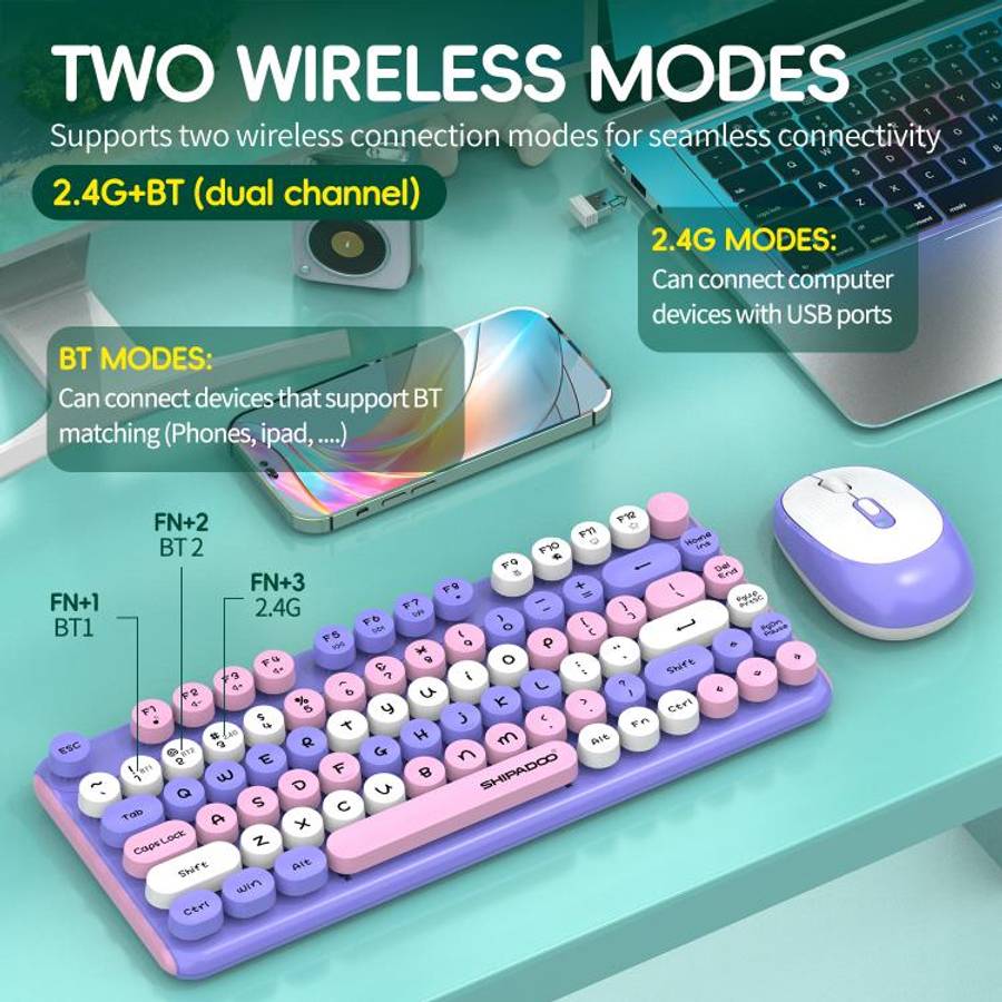 SHIPADOO W688 2.4G + BT 1600 DPI Wireless Keyboard Mouse Set(Yellow)