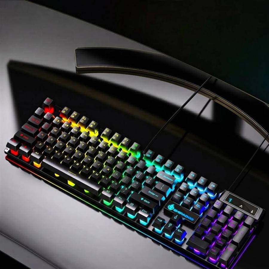 SHIPADOO K500 Floating Square Keycap Colorful Backlight USB Wired Keyboard(Black)