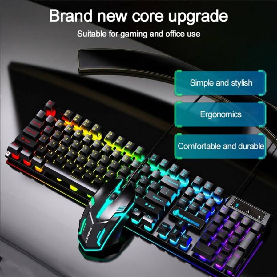 SHIPADOO K500 Floating Square Keycap Colorful Backlight USB Wired Keyboard(White)