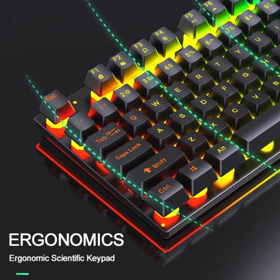 SHIPADOO K500 Floating Square Keycap Colorful Backlight USB Wired Keyboard(White)