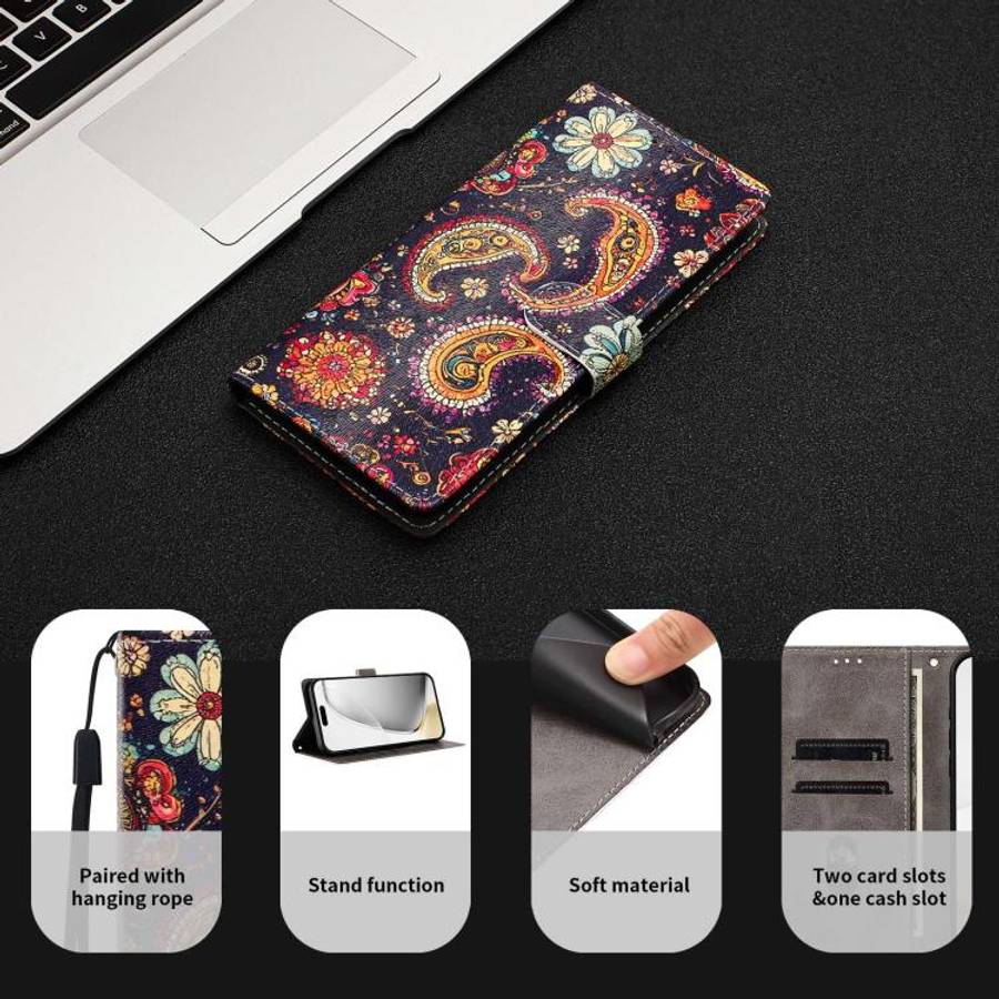 For DOOGEE Note 59 / 59 Pro CH002 Colored Drawing Buckle Clasp Vegan Leather Phone Case(Paisley P...