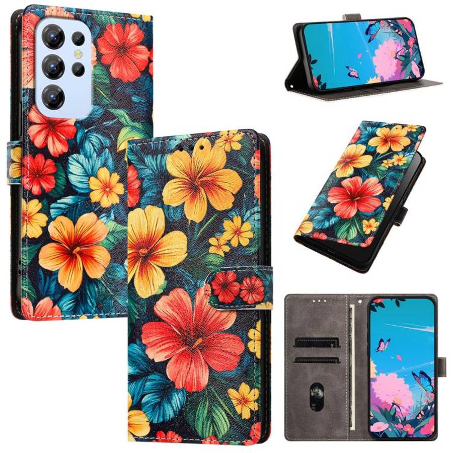 For Oukitel C1 / C1 Pro CH002 Colored Drawing Buckle Clasp Vegan Leather Phone Case(Hibiscus)