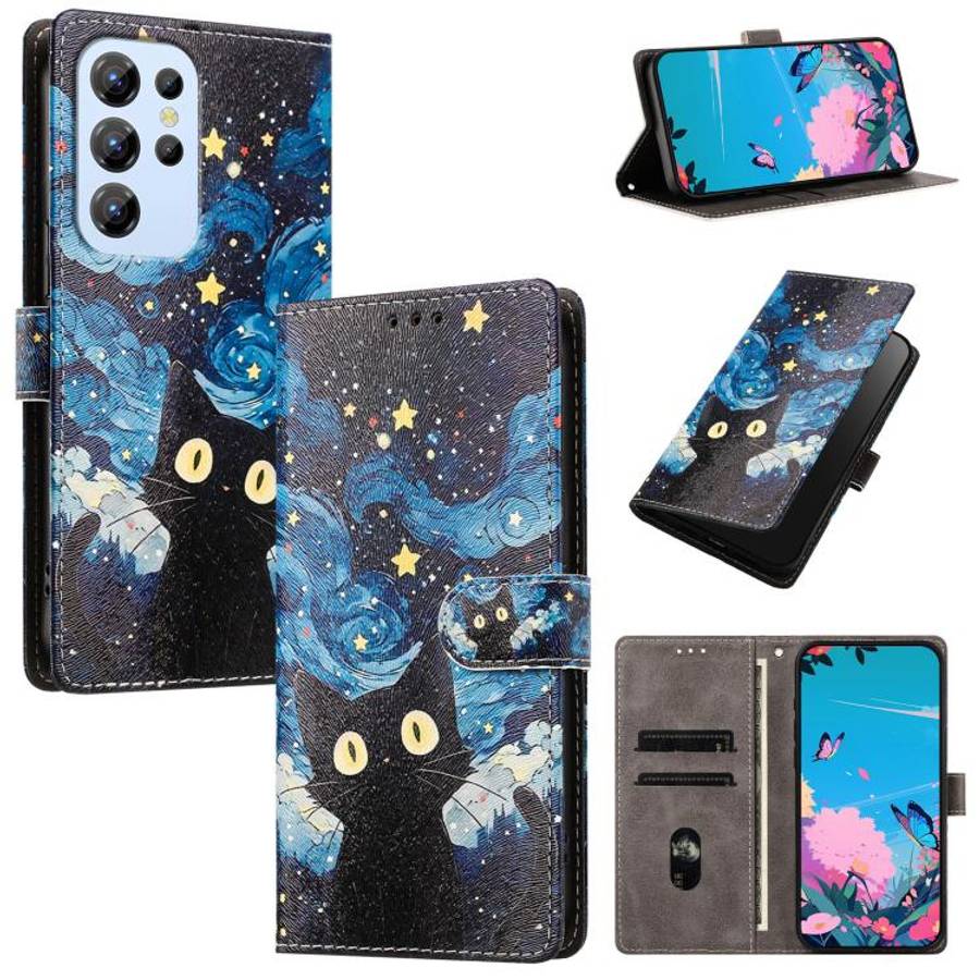 For Oukitel C1 / C1 Pro CH002 Colored Drawing Buckle Clasp Vegan Leather Phone Case(Star Cat)