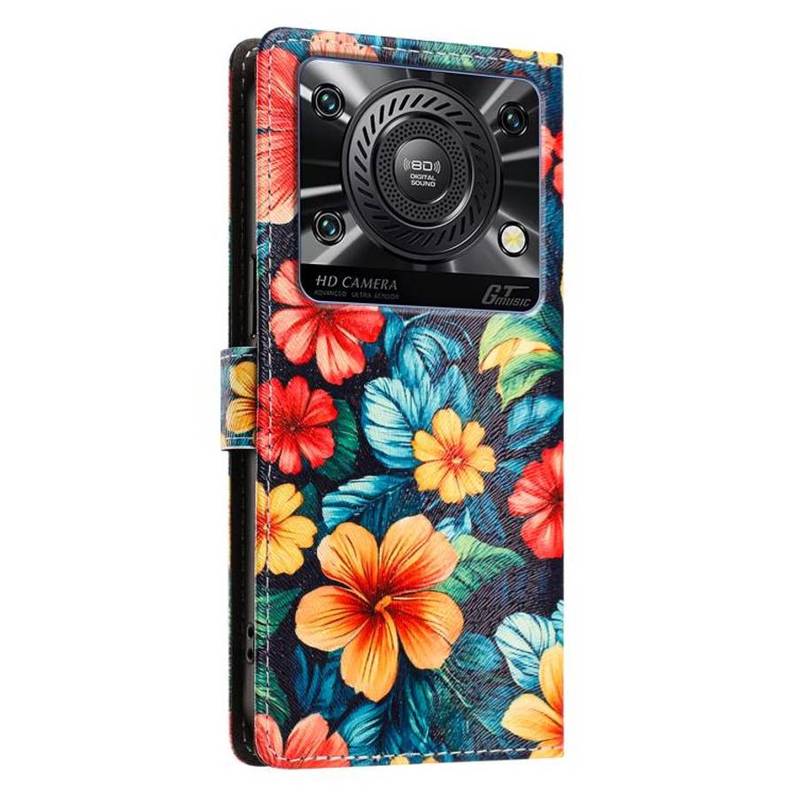 For Oukitel C60 / C60 Pro CH002 Colored Drawing Buckle Clasp Vegan Leather Phone Case(Hibiscus)
