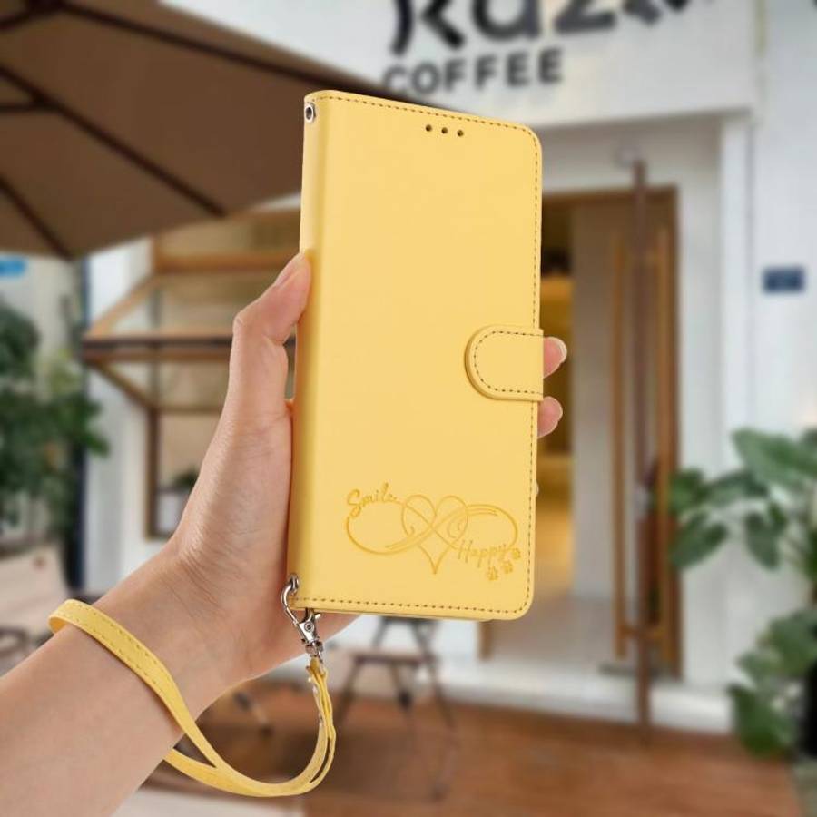 For Blackview Color 6 Happy Heart Pattern Magnetic Closure Vegan Leather Phone Case with Wrist St...