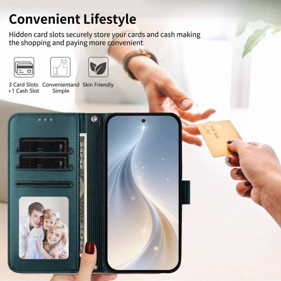 For Blackview WAVE 6C Happy Heart Pattern Magnetic Closure Vegan Leather Phone Case with Wrist St...