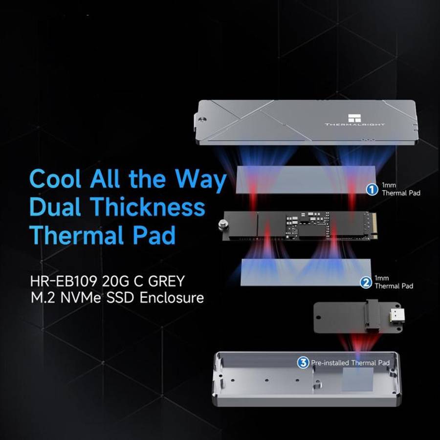 THERMALRIGHT HR-EB109 20Gbps M.2 NVMe SSD Enclosure with Type-C to Type-C Cable(Grey)