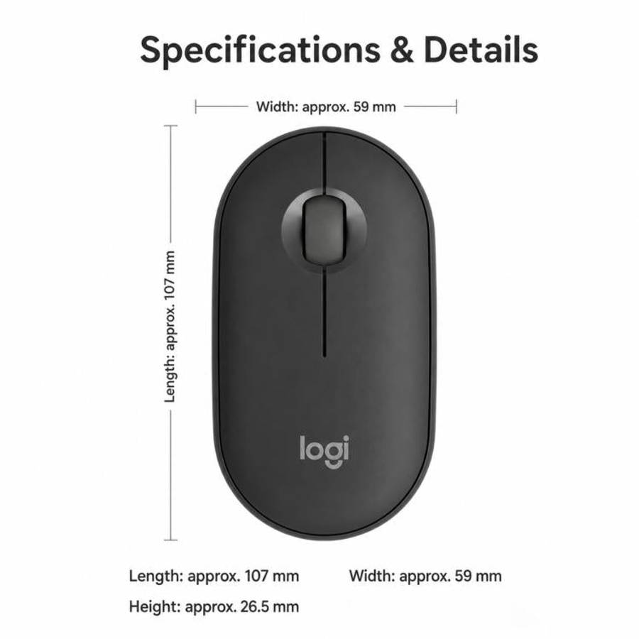Logitech PEBBLE 2.0 M350S 4000DPI Ultra-Thin Dual-Mode Wireless Bluetooth Mouse(Black)