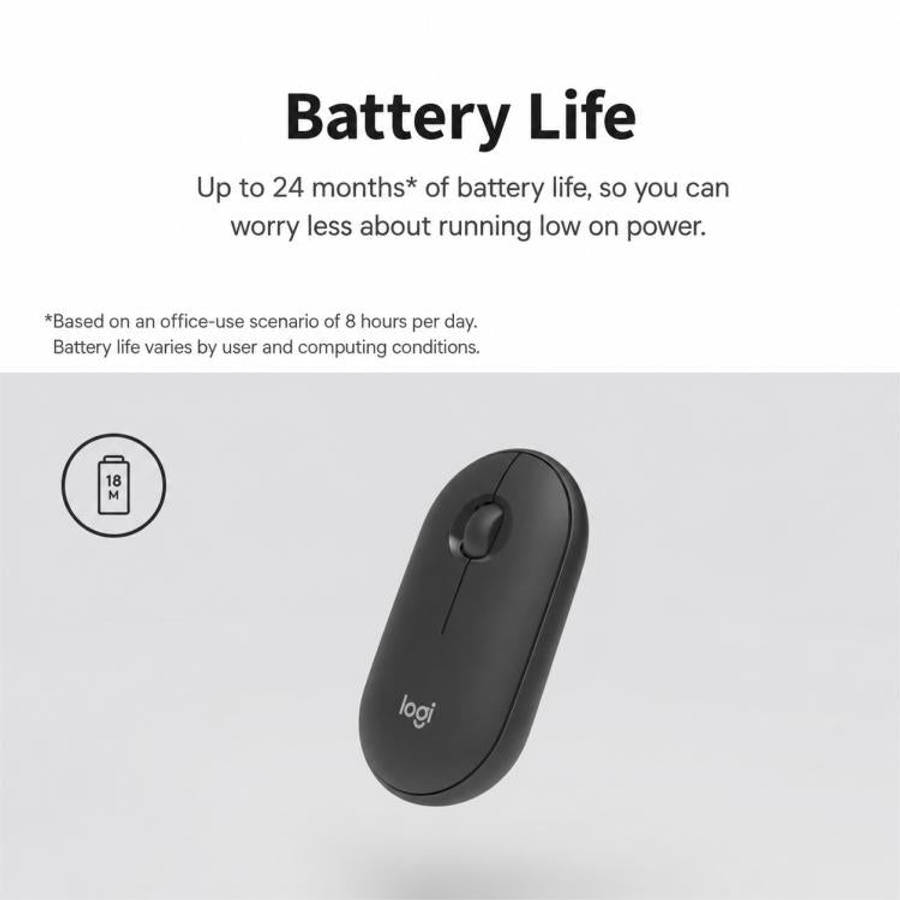 Logitech PEBBLE 2.0 M350S 4000DPI Ultra-Thin Dual-Mode Wireless Bluetooth Mouse(Black)