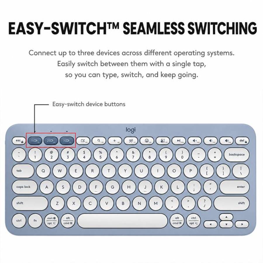 Logitech K390 Ultra-thin Portable Wireless Bluetooth Keyboard(Gray)