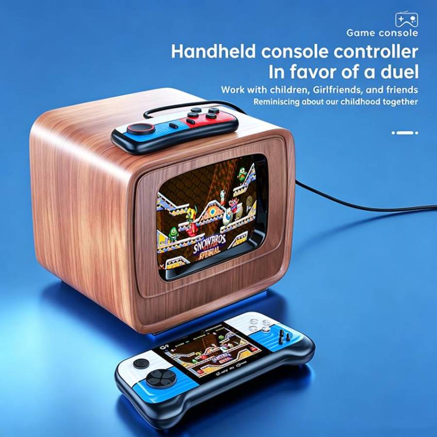 G9 3.0 inch Screen Portable Retro Handheld Video Game Console Built-in 600 Games, Model:Triple(Blue)