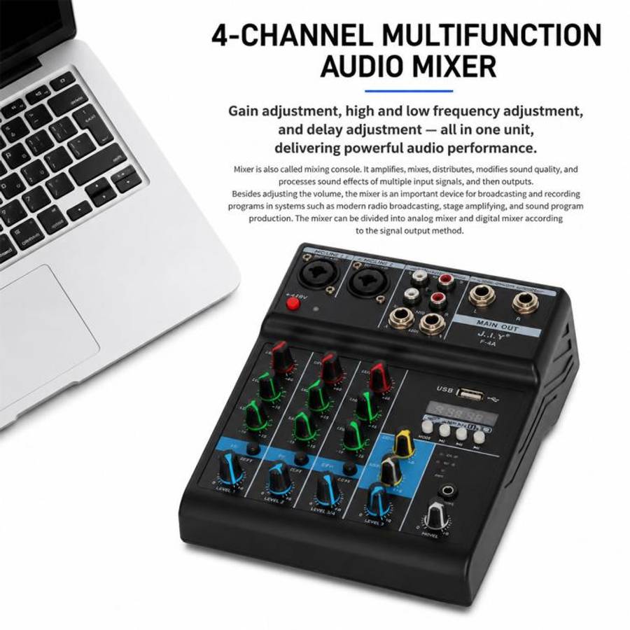 F-4A Multi-function Professional 4-way Recording Mixer Bluetooth Live Streaming Sound Card, Plug ...