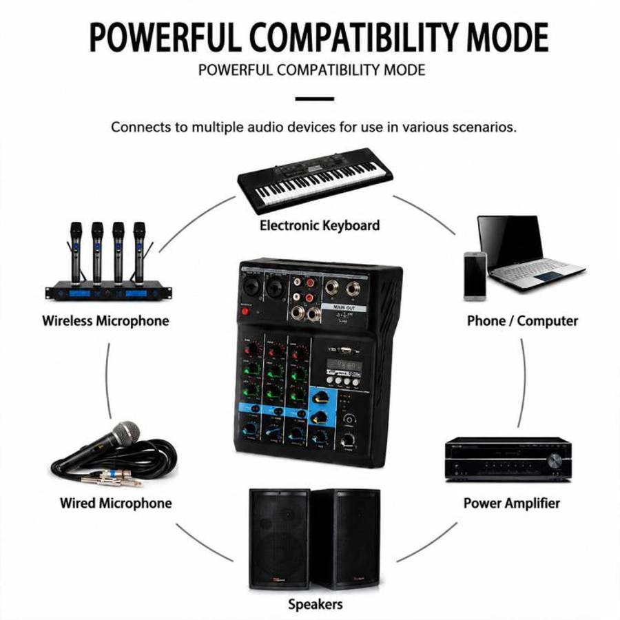 F-4A Multi-function Professional 4-way Recording Mixer Bluetooth Live Streaming Sound Card, Plug ...