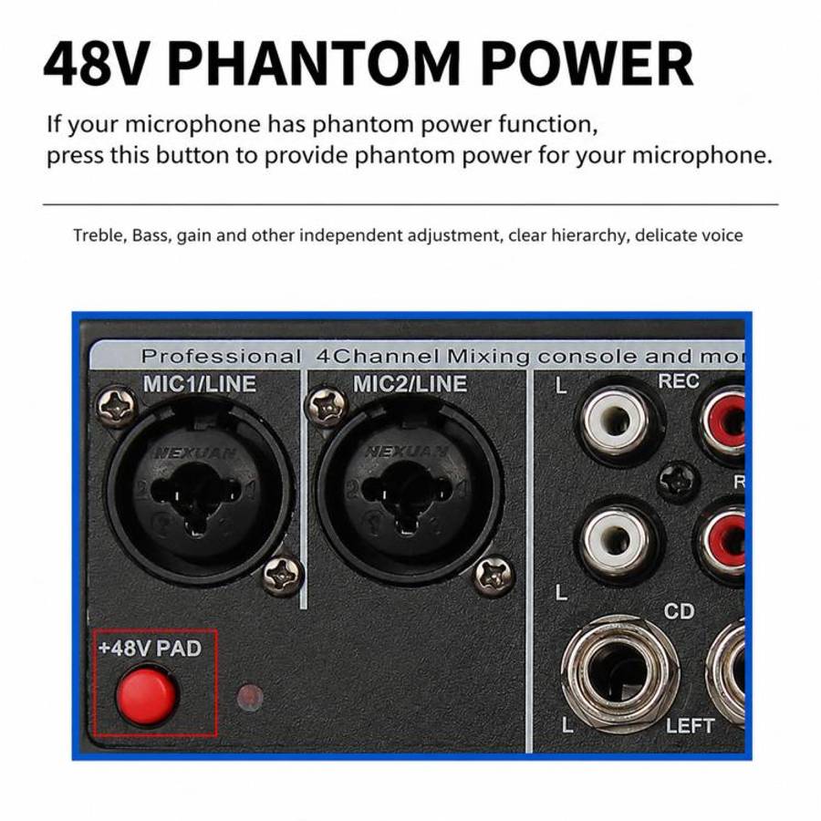 F-4A Multi-function Professional 4-way Recording Mixer Bluetooth Live Streaming Sound Card, Plug ...