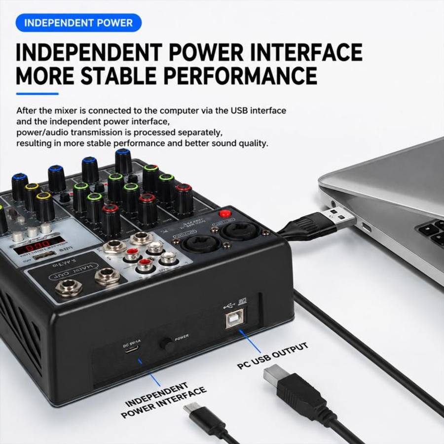 F-4A Pro Multi-function Professional Recording Mixer Bluetooth Live Streaming Sound Card, Plug Ty...